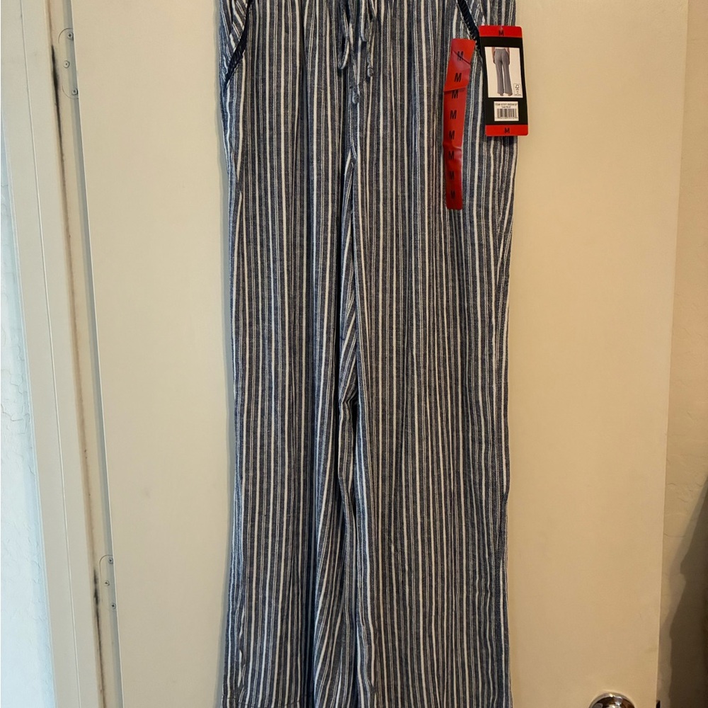 Briggs New York Blue and White Striped Wide Leg Pants
